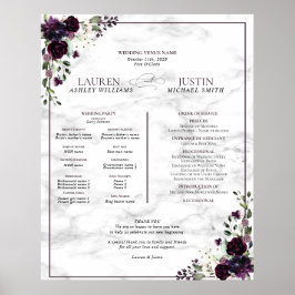Plum Purple Floral Marble Programme Poster