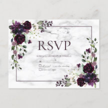 Plum Purple Marble Casamento outono No Menu RSVP