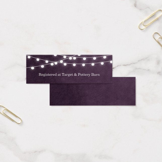 Plum String Lights Wedding Insert Card (Escritótio)