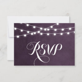 Plum String Lights Weding RSVP Card