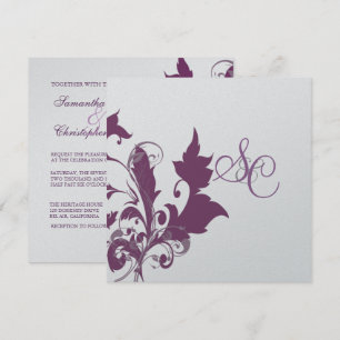 Plum swirls Convites de Casamento