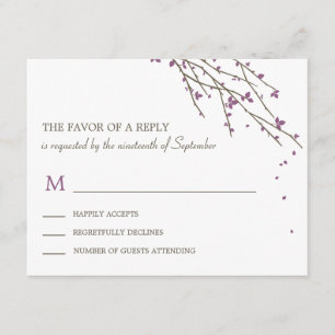 Pluma RSVP de Casamento de Ramificações Blooming -