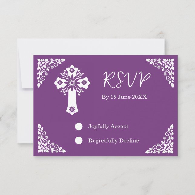 Pluma RSVP Floral Cross Christening Sweet Plum (Frente)