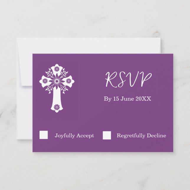 Pluma RSVP Floral Cross Christening Sweet Plum (Frente)