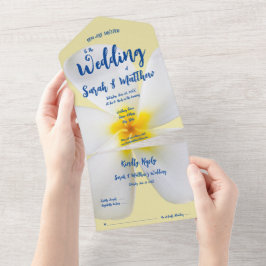 Plumeria Branca em Casamento Amarelo, Tropical, Fl