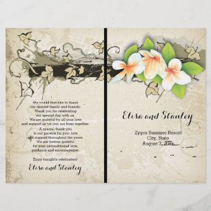 Plumeria do vintage e programa bege do casamento