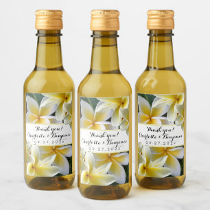 Plumeria Flowers MiniWedding Wine Bottle Labs