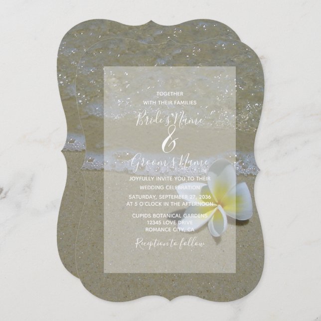 Plumeria Frangipani Sobre Convites Para Casamento  (Frente/Verso)