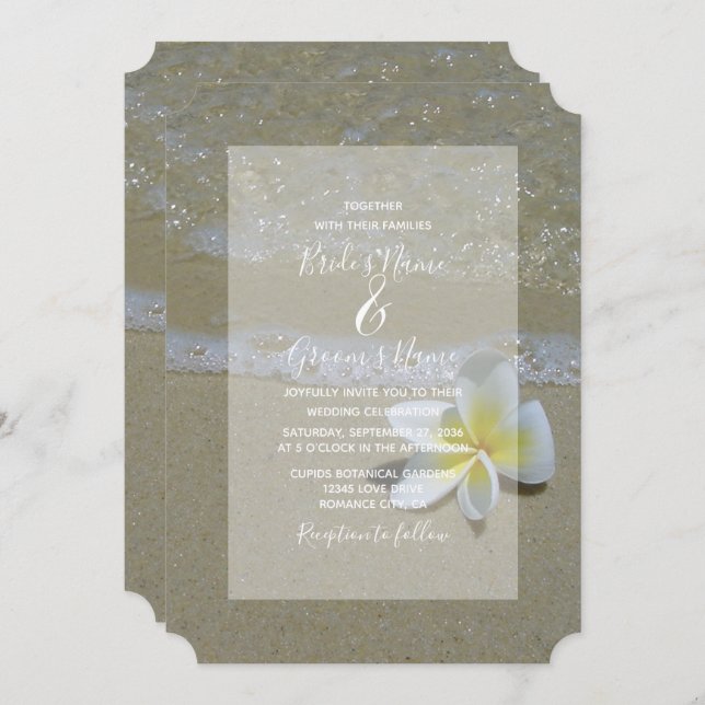 Plumeria Frangipani Sobre Convites Para Casamento  (Frente/Verso)