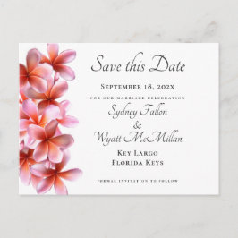 Plumeria Rosa Salve a Data Cartão Branco