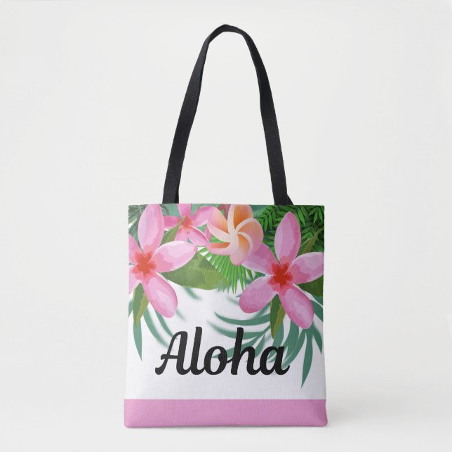 Plumeria Rosa Tropical Aloha II Tote Bag (Frente)