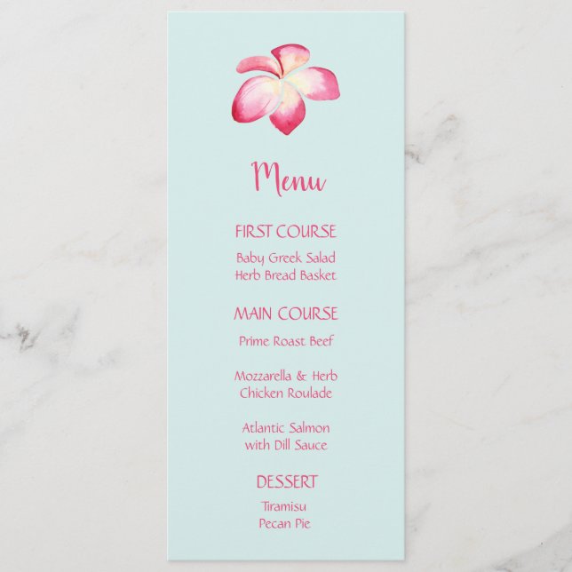 Plumeria Tropical Flor Aquarela Menus (Frente)