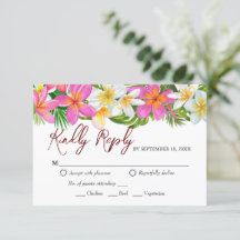 Plumeria Tropical Temple Tree Weding RSVP Card
