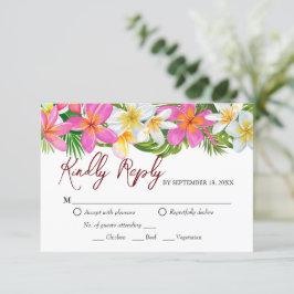 Plumeria Tropical Temple Tree Weding RSVP Card
