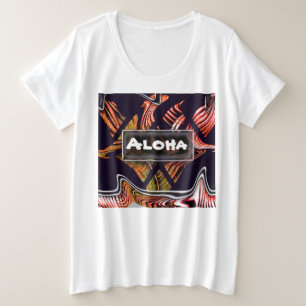Plus Size Camiseta Aloha Estilo Havaiano Moderno