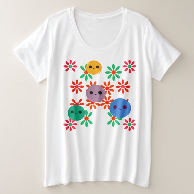 Plus Size Camiseta básica de tamanho superior para mulheres (Frente do Design)