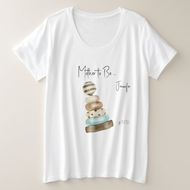 Plus Size Camiseta boho de maternidade para chá de bebê Tama (Frente do Design)