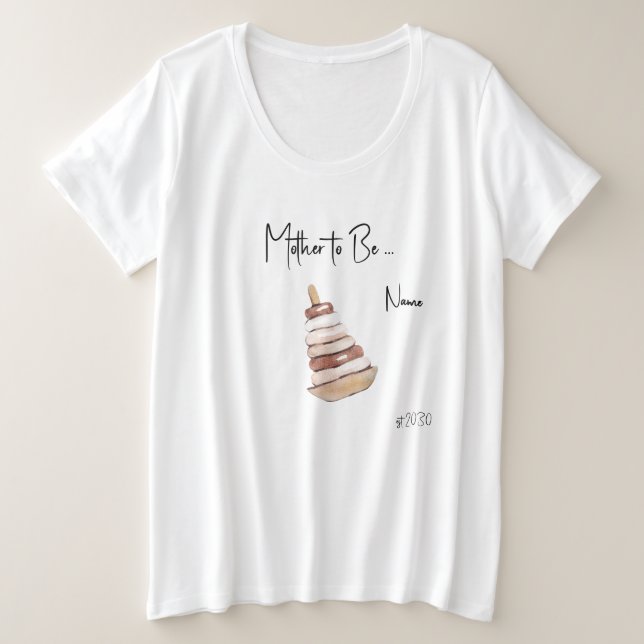 Plus Size Camiseta boho de maternidade para chá de bebê Tama (Frente do Design)