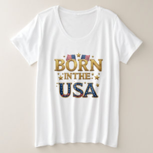 Plus Size Camiseta BORN IN THE USA