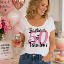 Camiseta Branca de Aniversário Personalizada 50 & 