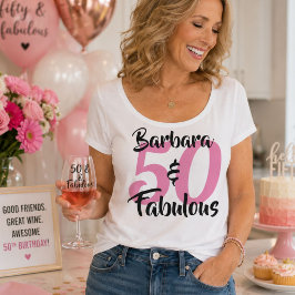 Plus Size Camiseta Branca de Aniversário Personalizada 50 &