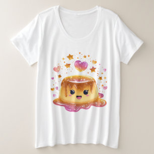 Plus Size Camiseta Branca Gráfica de Sobremesa Fofa e Doce