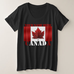 Plus Size Camiseta canadense personalizada com tamanho e cam