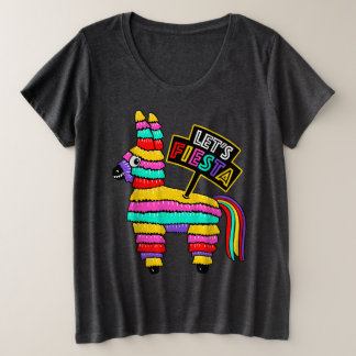 Plus Size Camiseta Colorida Piñata de Vamos Fiesta