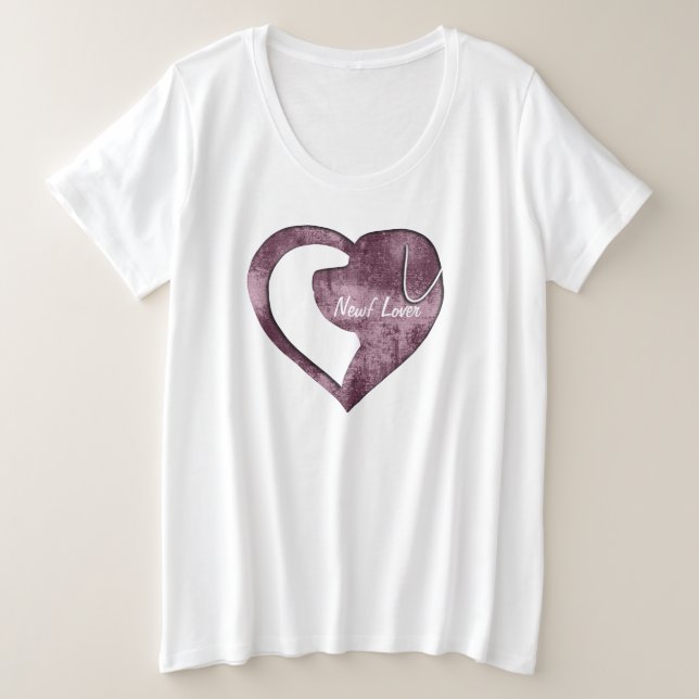 Plus Size Camiseta com Logo da Cabeça de Newf Personalizável (Frente do Design)