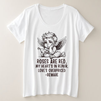 Plus Size Camiseta Cupido Anti-Valentine Sarcástica