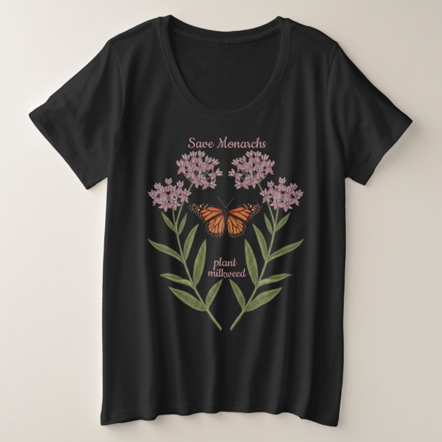 Plus Size Camiseta da borboleta-monarca (Frente do Design)