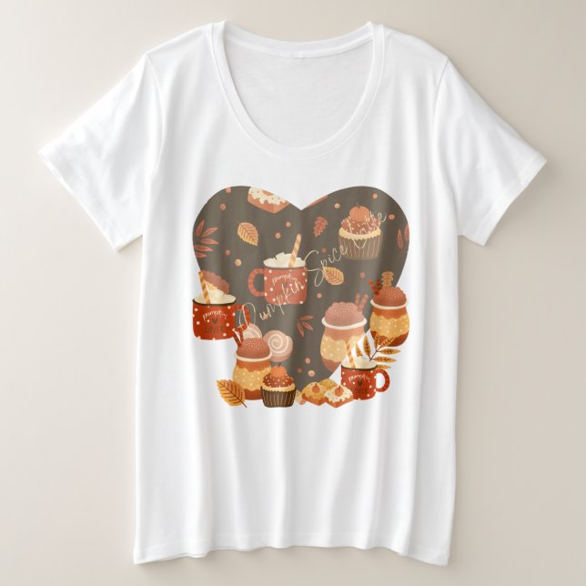 Plus Size Camiseta de abóbora de tamanho maior (Frente do Design)