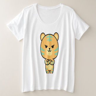 Plus Size Camiseta de desenho animado Kawaii laranja mal-hum