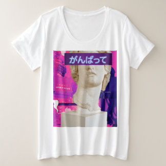Plus Size Camiseta de estátua kawai japonesa Vaporwave