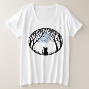 Plus Size Camiseta de Halloween Feminina Gata Gorda Camiseta