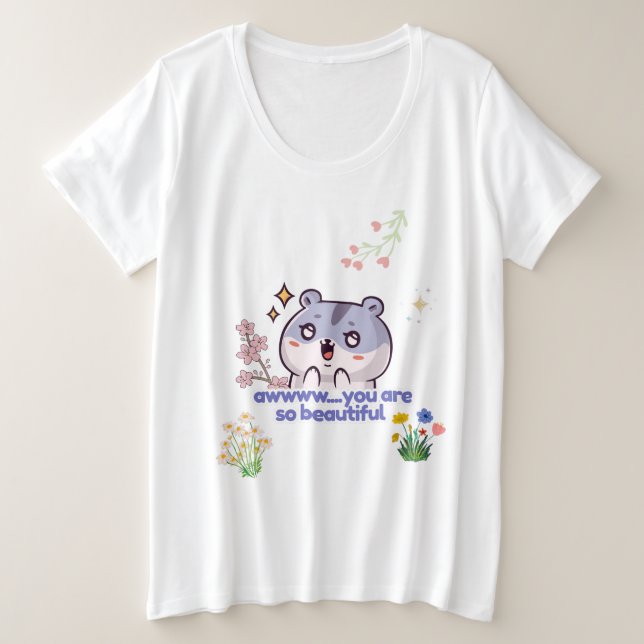 Plus Size Camiseta de hamster estética fofa  (Frente do Design)