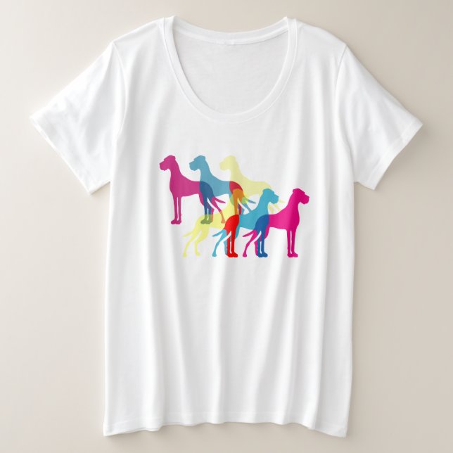 Plus Size Camiseta de Ilustrações do Great Dane (Frente do Design)