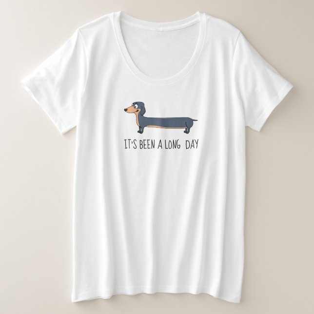 Plus Size Camiseta de longa data Dachshund, mais camiseta bá (Frente do Design)