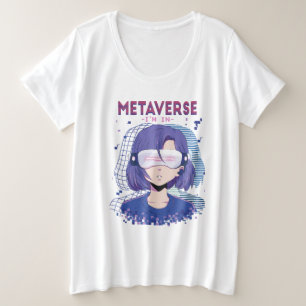Plus Size Camiseta de óculos de realidade virtual de menina