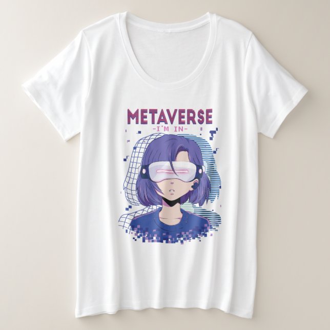 Plus Size Camiseta de óculos de realidade virtual de menina  (Frente do Design)