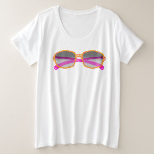 Plus Size Camiseta de tamanho verão mais óculos escuros