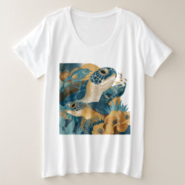 Plus Size Camiseta de Verão Animais Oceânicos Divertidos Pre