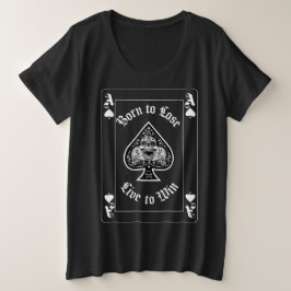 Plus Size Camiseta do Ás de Espadas Carta de Baralho