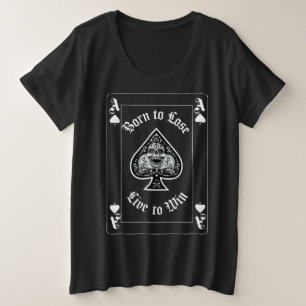 Plus Size Camiseta do Ás de Espadas Carta de Baralho