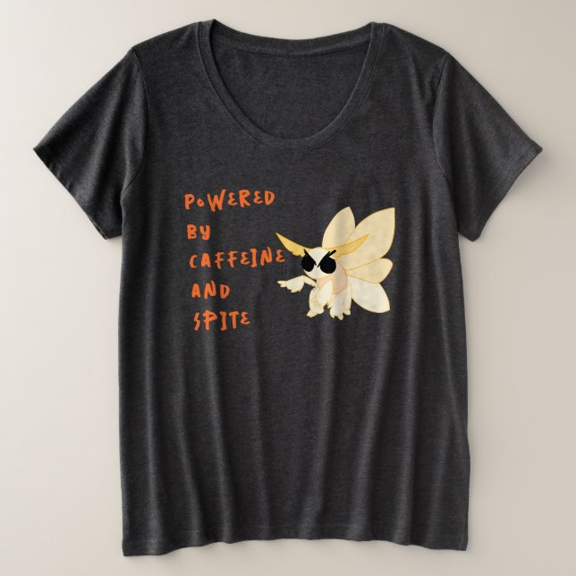 Plus Size Camiseta do Meme da Mariposa Imperial com Cafeína  (Frente do Design)