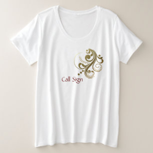 Plus Size Camiseta feminina de ouro com inscrição personaliz