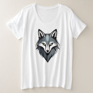 Plus Size Camiseta Feroz Rosto de Lobo – Ousada e Estilosa p