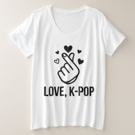 Plus Size Camiseta Gráfica Amor, K-POP Finger Heart