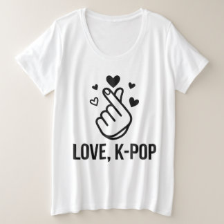 Plus Size Camiseta Gráfica Amor, K-POP Finger Heart