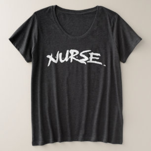 Plus Size camiseta gráfica branca-enfermeira